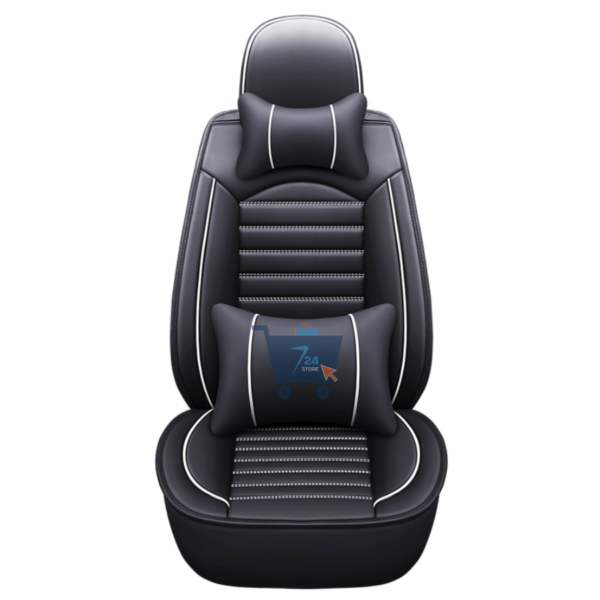 Black & White Universal Car Seat Covers with Pillow Explorer PU Leather Auto Accessories -- 724 online auto accessories shopping store in Canada